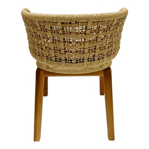 Milou chair, teak wood and synthetic rope in natural shade, 59x65x73cm