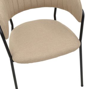 Chair Morel beige fabric- black metal leg 55x55x76cm