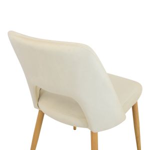 Murde chair beige velvet fabric and metal legs in natural shade 48.5x61x89cm