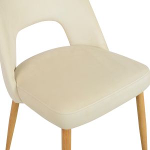 Murde chair beige velvet fabric and metal legs in natural shade 48.5x61x89cm