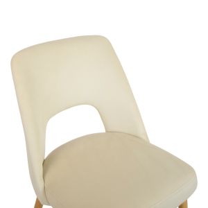 Murde chair beige velvet fabric and metal legs in natural shade 48.5x61x89cm