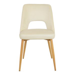 Murde chair beige velvet fabric and metal legs in natural shade 48.5x61x89cm