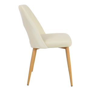 Murde chair beige velvet fabric and metal legs in natural shade 48.5x61x89cm