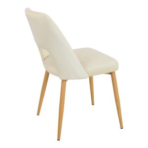 Murde chair beige velvet fabric and metal legs in natural shade 48.5x61x89cm