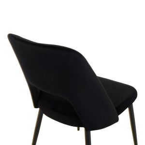 Murde chair black velvet fabric and black metal legs 48.5x61x89cm