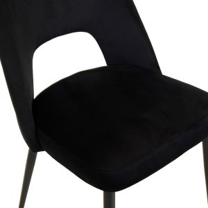 Murde chair black velvet fabric and black metal legs 48.5x61x89cm