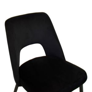 Murde chair black velvet fabric and black metal legs 48.5x61x89cm