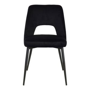 Murde chair black velvet fabric and black metal legs 48.5x61x89cm
