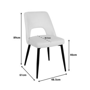 Murde chair, beige velvet and black metal legs, 48.5x61x89cm