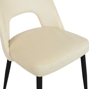 Murde chair, beige velvet and black metal legs, 48.5x61x89cm