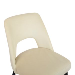 Murde chair, beige velvet and black metal legs, 48.5x61x89cm