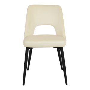 Murde chair, beige velvet and black metal legs, 48.5x61x89cm