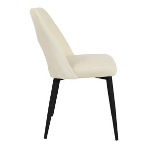 Murde chair, beige velvet and black metal legs, 48.5x61x89cm