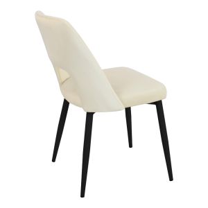 Murde chair, beige velvet and black metal legs, 48.5x61x89cm