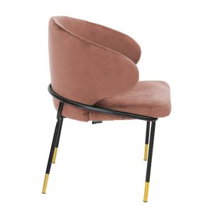 Nalu chair plush ash rose color with black and gold legs