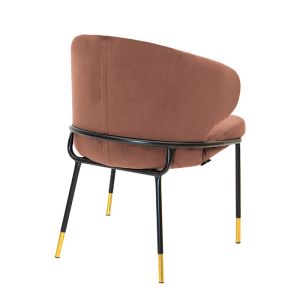 Nalu chair plush ash rose color with black and gold legs