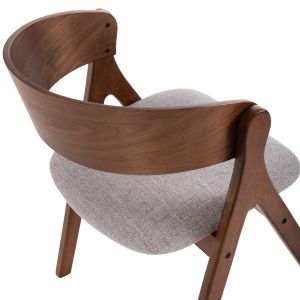 Chair Nekker Hm9739.01 made of rubber wood, walnut color, with gray textile seat 56x55x78hcm