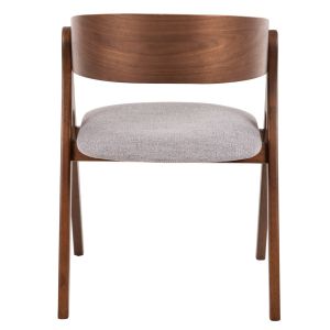 Chair Nekker Hm9739.01 made of rubber wood, walnut color, with gray textile seat 56x55x78hcm