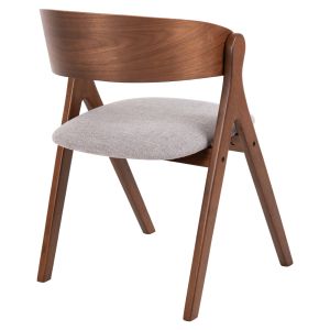 Chair Nekker Hm9739.01 made of rubber wood, walnut color, with gray textile seat 56x55x78hcm