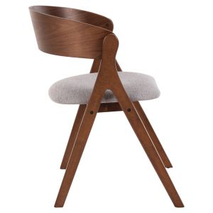 Chair Nekker Hm9739.01 made of rubber wood, walnut color, with gray textile seat 56x55x78hcm