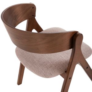 Chair Nekker Hm9739.02 made of rubber wood, walnut color, with beige textile seat 56x55x78hcm
