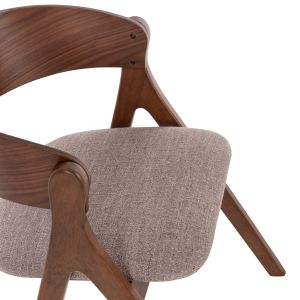 Chair Nekker Hm9739.02 made of rubber wood, walnut color, with beige textile seat 56x55x78hcm