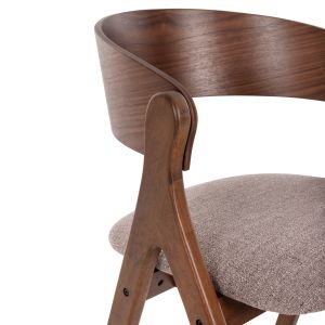 Chair Nekker Hm9739.02 made of rubber wood, walnut color, with beige textile seat 56x55x78hcm