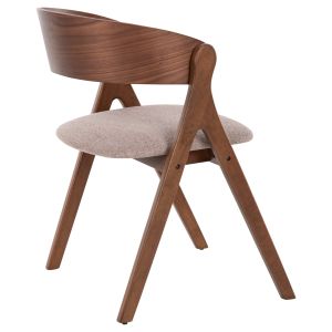 Chair Nekker Hm9739.02 made of rubber wood, walnut color, with beige textile seat 56x55x78hcm