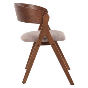 Chair Nekker Hm9739.02 made of rubber wood, walnut color, with beige textile seat 56x55x78hcm