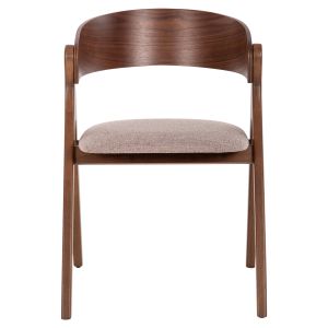 Chair Nekker Hm9739.02 made of rubber wood, walnut color, with beige textile seat 56x55x78hcm