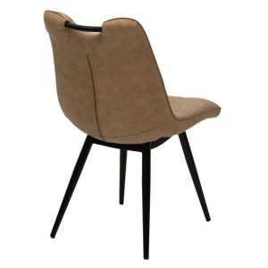Nely chair with beige fabric and black metal legs
