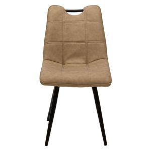 Nely chair with beige fabric and black metal legs