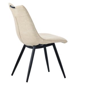 Nely chair light beige faux leather with black metal legs 45x61x85cm