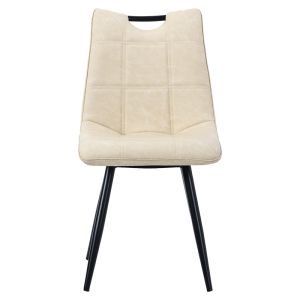Nely chair light beige faux leather with black metal legs 45x61x85cm