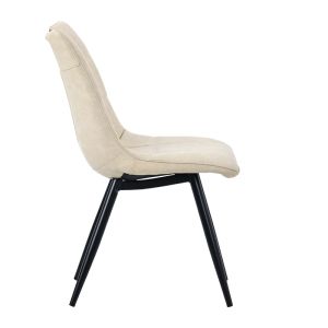 Nely chair light beige faux leather with black metal legs 45x61x85cm