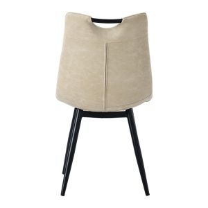 Nely chair light beige faux leather with black metal legs 45x61x85cm
