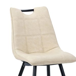 Nely chair light beige faux leather with black metal legs 45x61x85cm