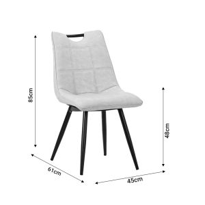 Nely chair light beige faux leather with black metal legs 45x61x85cm