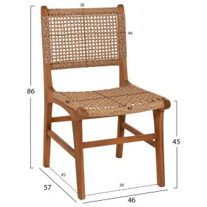 Nesha Hm9386,11 teak chair with rattan back 46x57x86hcm