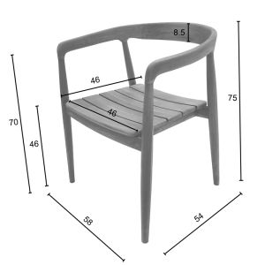 Noody teak chair in natural shade 62x55x75cm