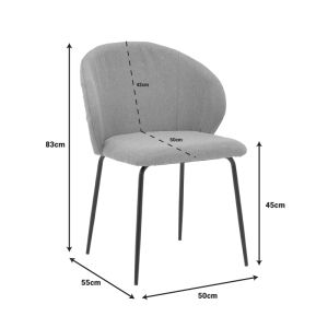 Olympian chair beige fabric-black metal leg 50x55x83cm