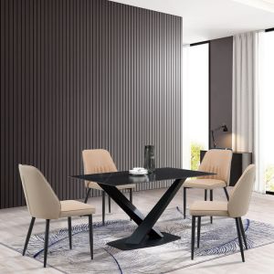 Chair Onyer brown-grey pu with black metal leg 48x60x83cm