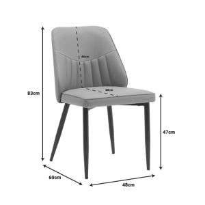 Chair Onyer brown-grey pu with black metal leg 48x60x83cm