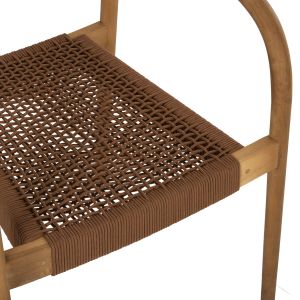 Oslo chair Hm9636.01 made of teak wood with brown ropes 55x54x80hcm