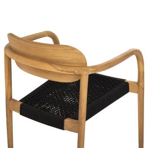 Oslo chair Hm9636,02 made of teak wood with black ropes 55x54x80hcm