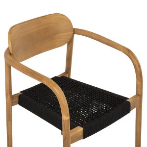 Oslo chair Hm9636,02 made of teak wood with black ropes 55x54x80hcm