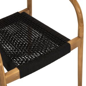 Oslo chair Hm9636,02 made of teak wood with black ropes 55x54x80hcm