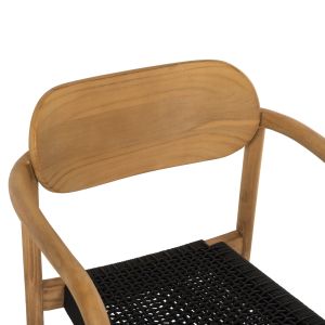 Oslo chair Hm9636,02 made of teak wood with black ropes 55x54x80hcm