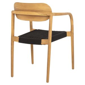 Oslo chair Hm9636,02 made of teak wood with black ropes 55x54x80hcm