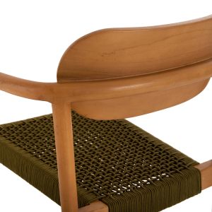 Oslo chair Hm9636.05 made of teak wood with green ropes 55x54x80hcm